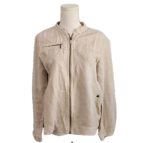 Tommy Bahama Jackets & Blazers - Tommy Bahama Two Palms Seamed Jacket Women Linen Tan Khaki Beige Full Zip Small